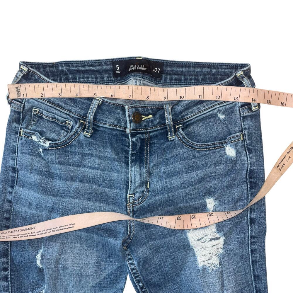 Hollister Super Skinny Distressed Jeans Women’s 27 Casual Thrashed Low Rise - Picture 7 of 9